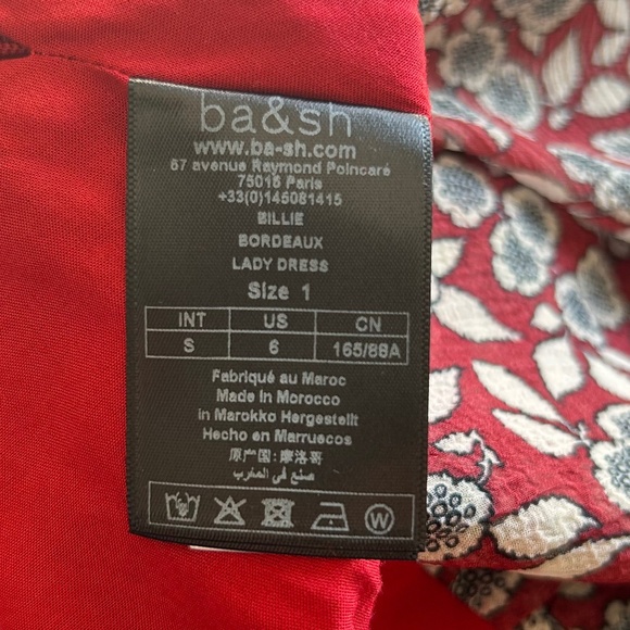 BA&SH Billy Ruched Floral Dress | Bordeaux | Size US 6 | Good Condition 🌸💕 - Picture 15 of 16